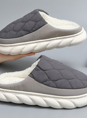 踩屎感大码男士棉拖毛毛鞋厚底室内防滑外穿毛绒棉拖鞋女款鞋