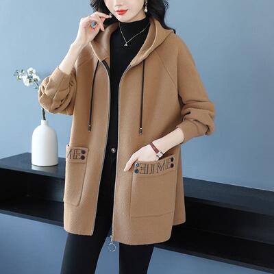 加肥加大码女装秋冬双面羊绒外套上衣洋气质中年妈妈连帽毛呢大衣