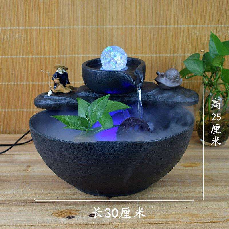 风水流水缸喷泉假山招财养OhTkADHv鱼盆家居客厅业轮送开礼装饰陶