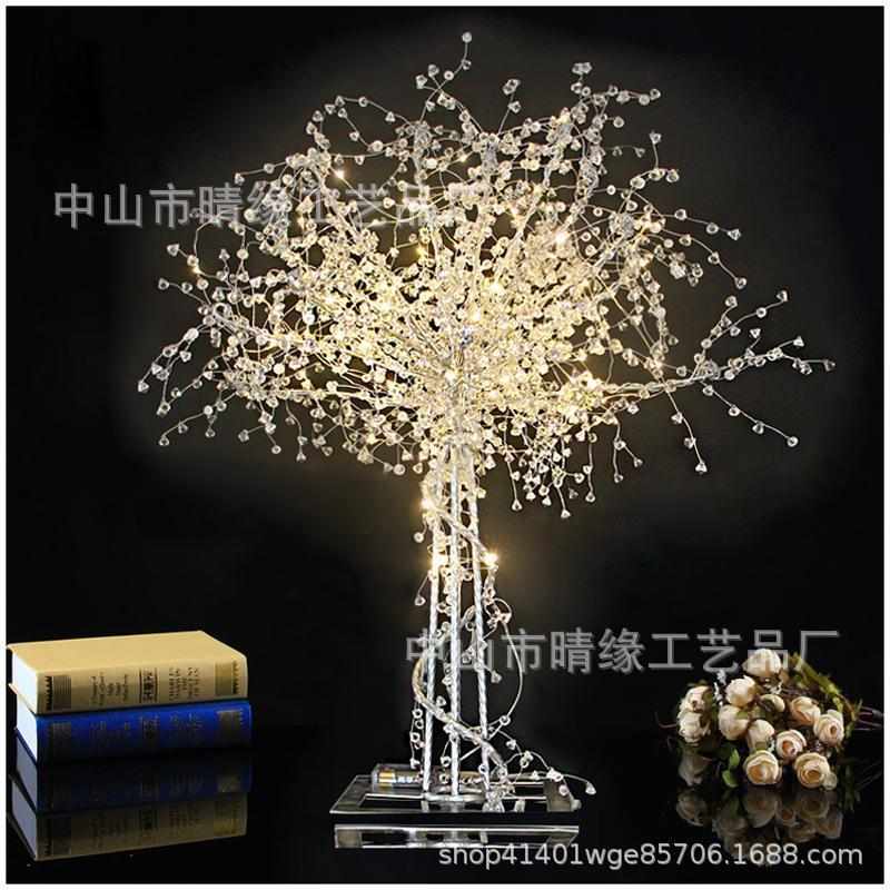 新款婚庆道具灯铁艺彩灯水晶树灯酒店婚礼主桌装饰品路引布置摆件