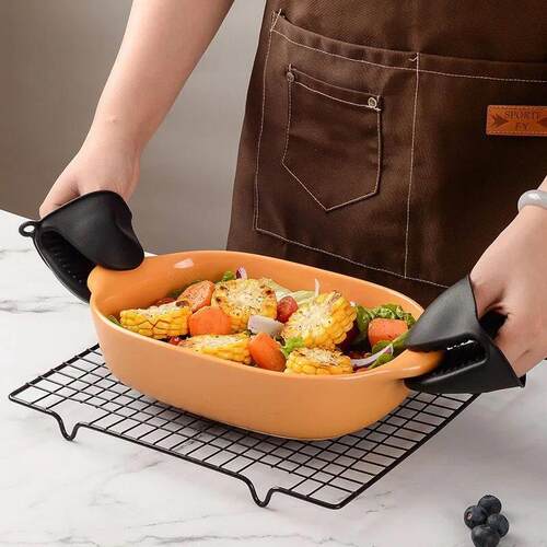 2pcs Oven Mitts Silicone Heat Resistant Pinch Mitts Anti Sca