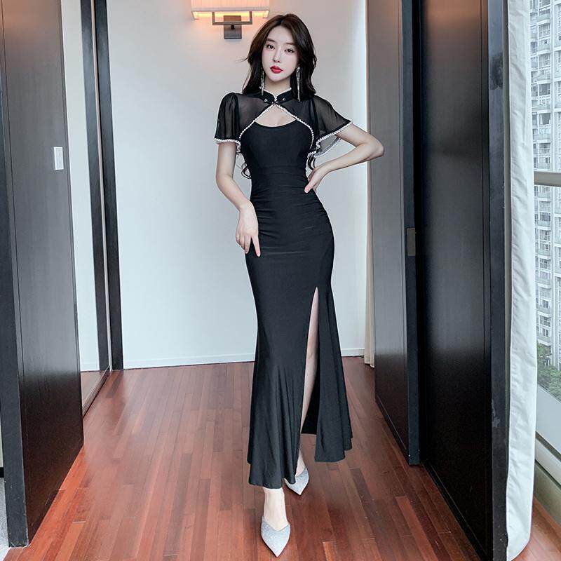 夜场连衣裙女性感旗袍长裙洗浴技师工作服气质名媛晚礼服女高级感