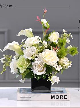 高档假花彷务真花商会议室桌面摆花件花花束茶几台花酒店饭厅桌摆