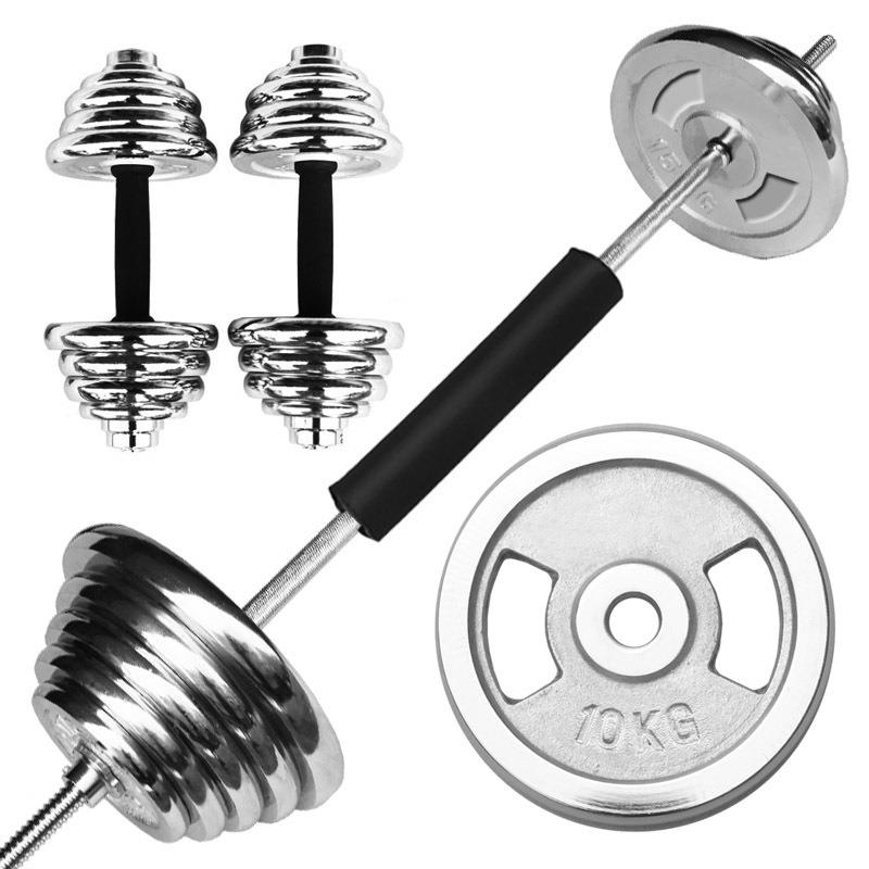 举重哑铃杠铃套装男女士健身家用器材环保无味深蹲两用组合杆铃片