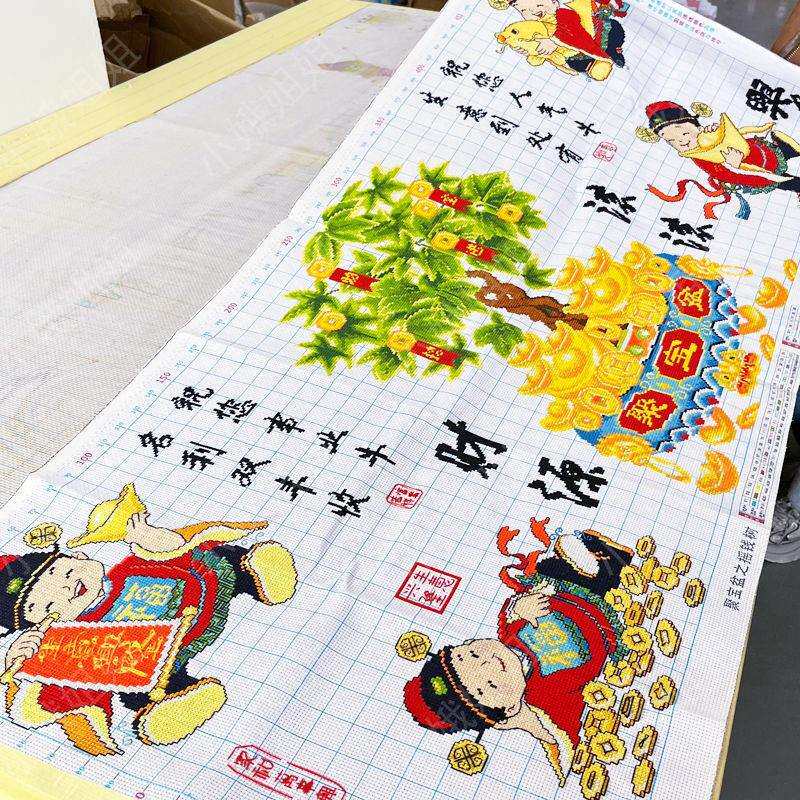 财源滚滚十字绣成品不带框纯手工出售已绣好的2025新款客厅摇钱树