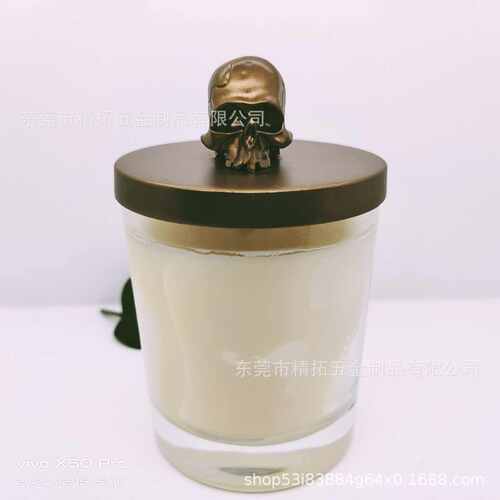 创意骷髅头蜡烛杯盖定制 锌合金香薰蜡烛杯盖 蜡烛杯金属盖子