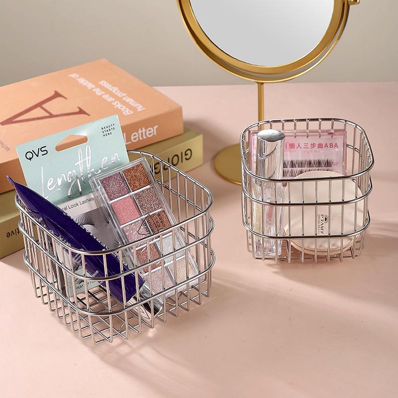 不锈钢ins化妆品书桌收纳置物架