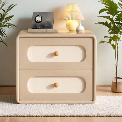 奶油床头柜新款猫爪皮轻奢简约家用现代床边卧室小型收纳床边柜