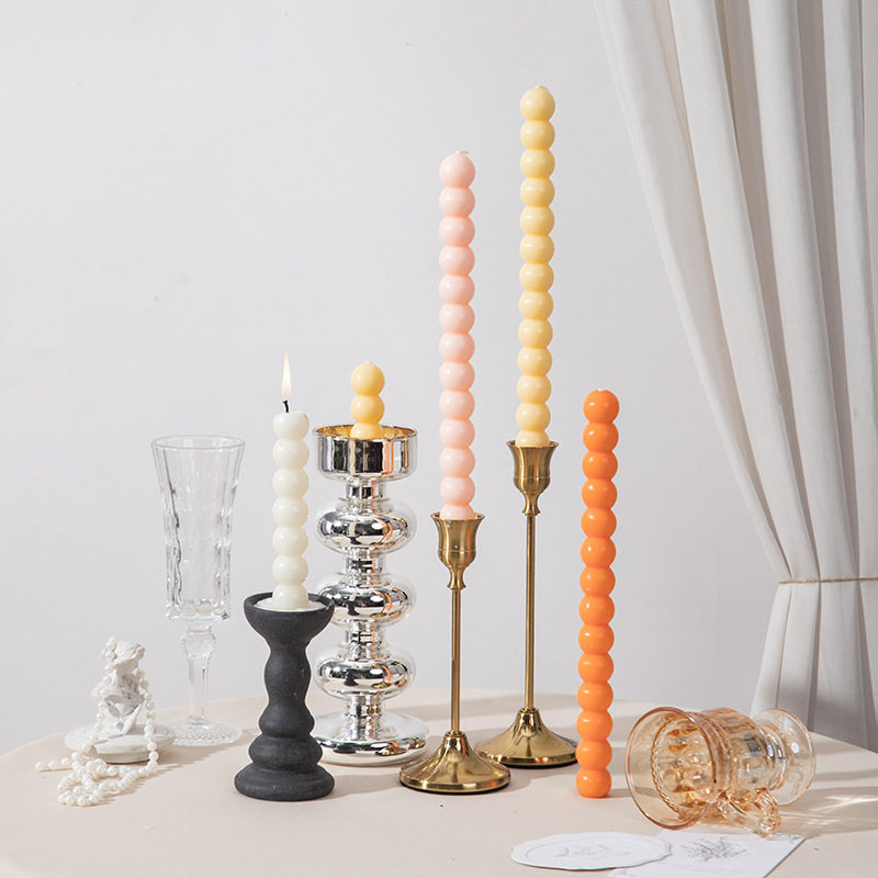 ins风法式螺旋形香薰蜡烛 圆球螺纹扭扭蜡烛法式复古氛围桌面装饰