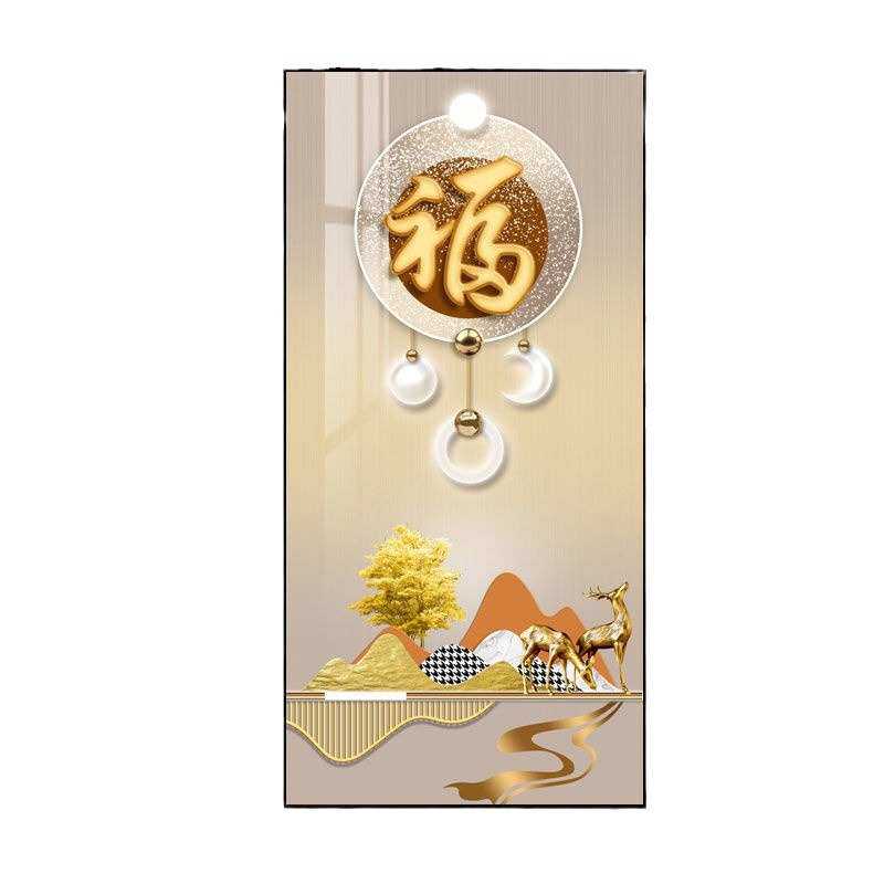 壁画晶有版大气走廊轻挂画过道现代奢玄关装饰画简约瓷画框竖福字