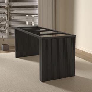 奢石金属桌腿支架岩板书桌脚办公餐桌架岛台实木茶桌底座台脚定作