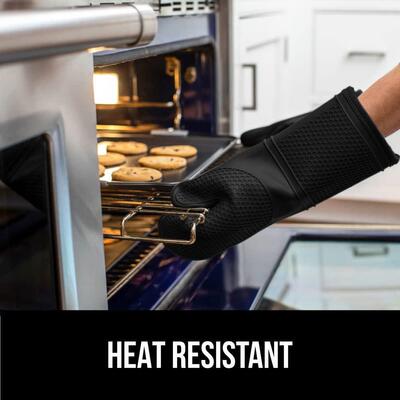 Silicone Oven Mitts Set Long Flexible Thick Gloves Cooking