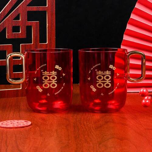 结嫁婚杯子一对庆女方口杯红色洗牙刷漱杯套装妆婚用JBS品大全皂