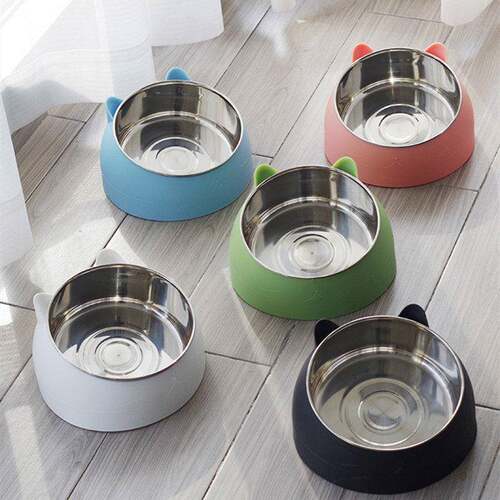 Stainless Steel Cat Bowl with Neck Protection Design