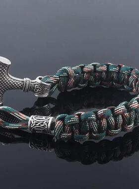 Ancient Norse Viking Men Bracelets Thor Mjolnir Hammer Parac