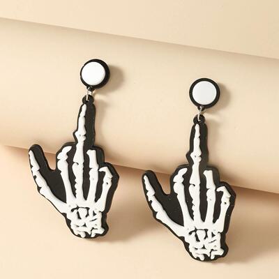 Halloween earrings big black spider Black ghost skeleton han