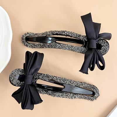 Elegant Sparkling Rhinestone Bow Hair Clip Claw for Women, N