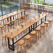 北欧简约实木吧台桌 咖啡厅奶茶店便利店吧台桌椅 酒吧台桌椅组合