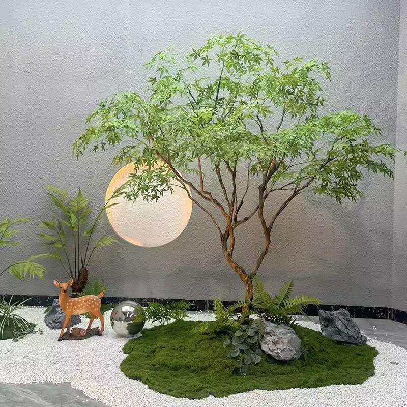 仿真绿枫树鸡爪槭枯山水室内茶室景观盆景假树摆件绿植造景装饰