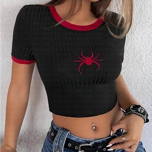 Hip hop sports style pullover short top, spider