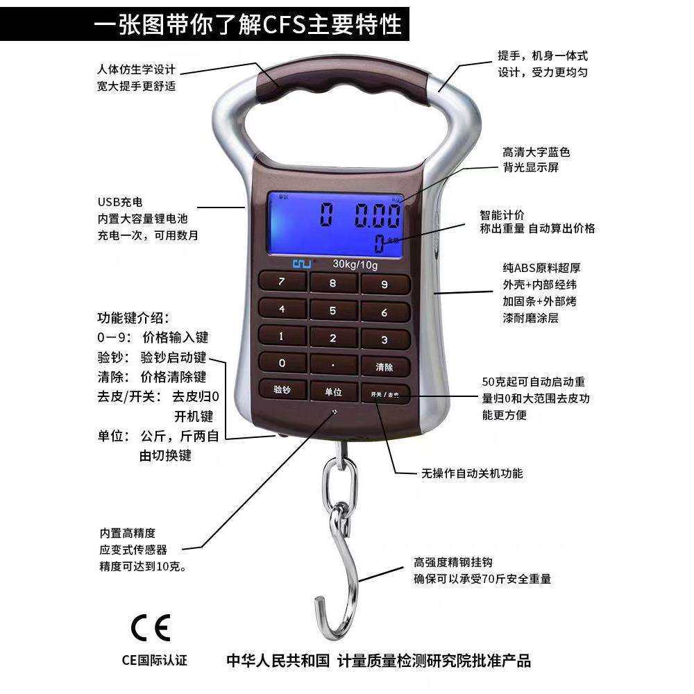 充电手提秤充电计价秤精准电子秤快递称迷弥弹簧钩称家用买卖菜秤