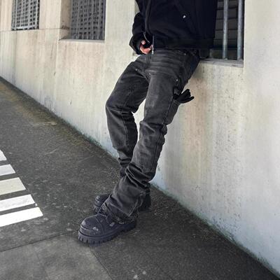 Black men's jeans stretch jeans for men