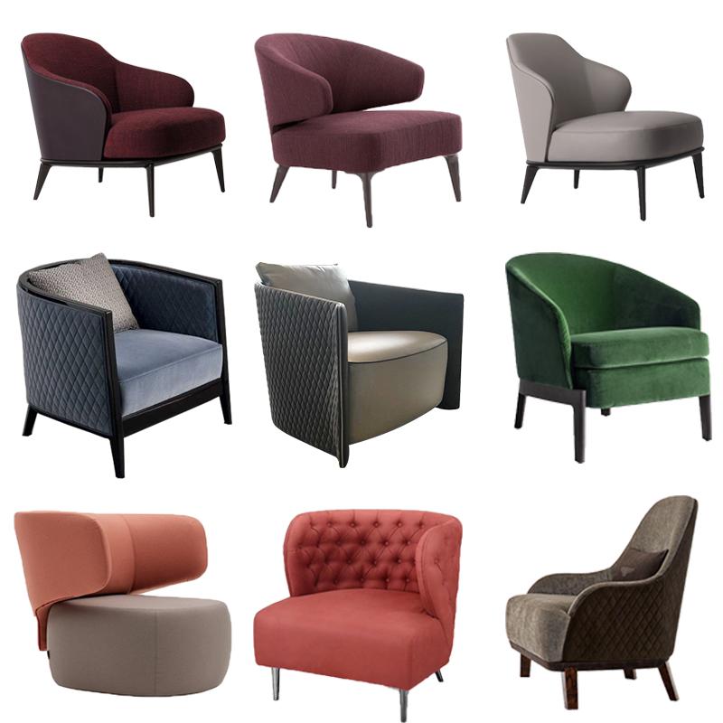 酒店客房轻奢休闲椅酒店大堂大厅实木软包休闲沙发靠背椅子定制
