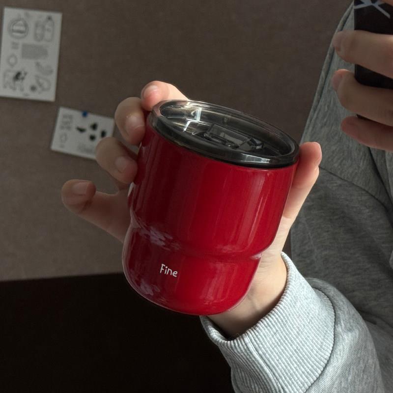 红色新年喜庆杯子不锈钢保温杯随手杯咖啡杯保冷杯圣诞节杯子