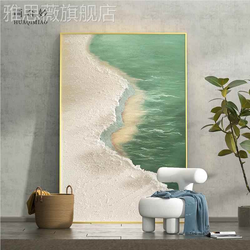 网红约现代风抽寂象浪海风壁景客厅玄关装饰简床画卧室头画竖侘版图片