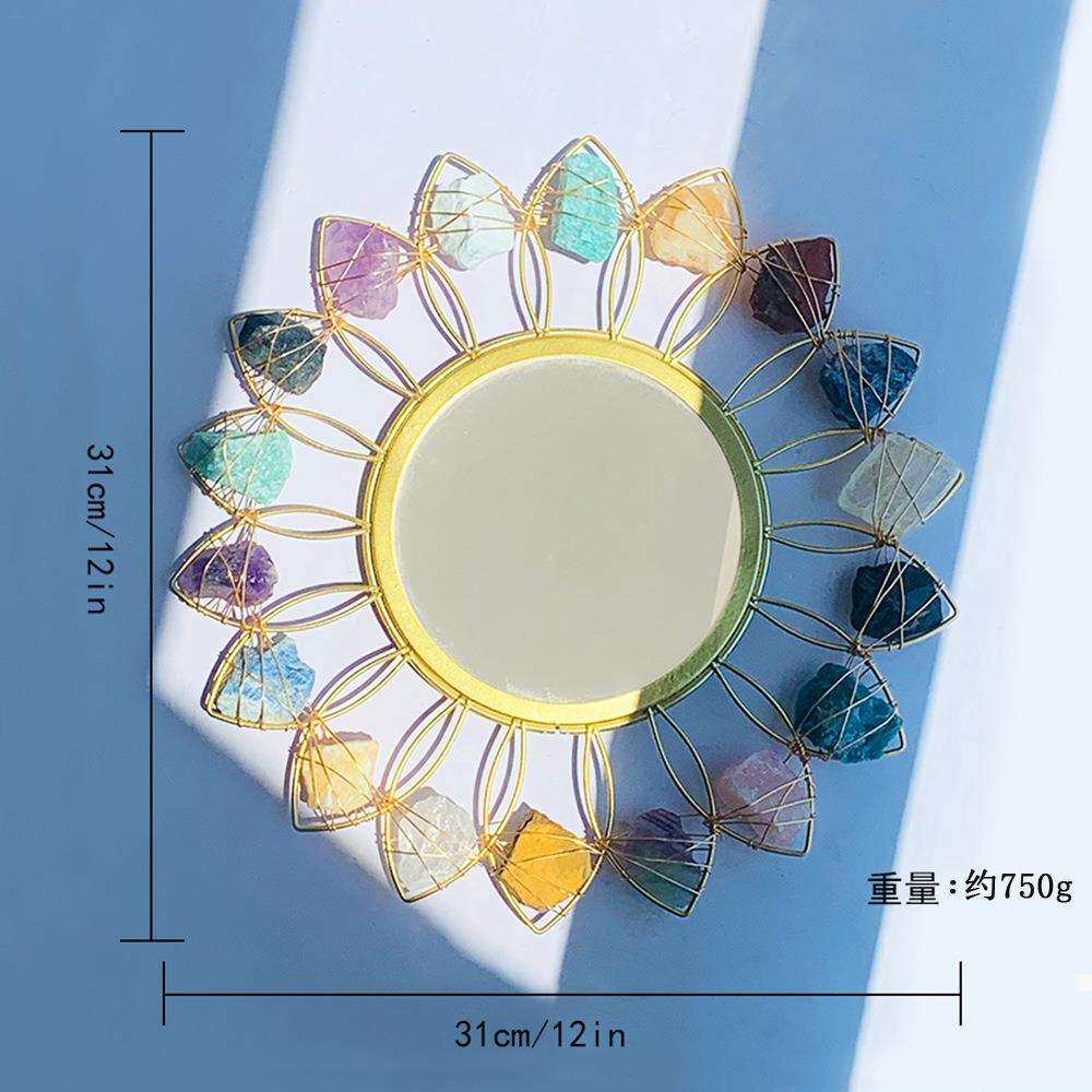 现代天然水晶奢华金属壁镜酒店家居装饰时尚金色造型壁镜梳妆台镜