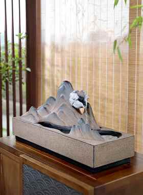 桌面流水摆件新中式客厅玄关办公室茶室山水装饰循环水景招财喷泉