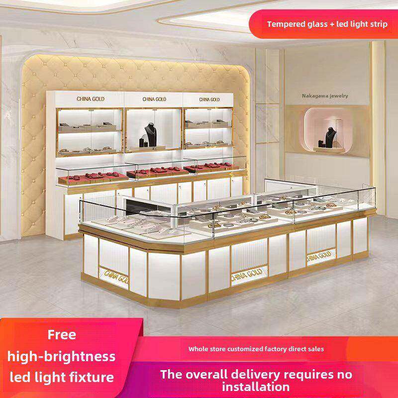 珠宝展示柜金玉玻璃展示柜不锈钢高端柜台珠宝手表眼镜展示柜定制