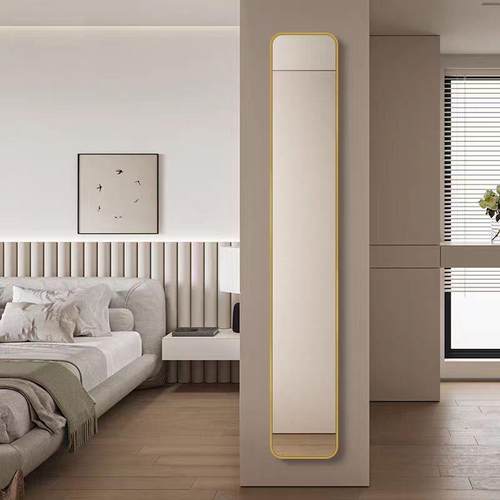 合轻超窄挂玄关极窄全身镜子贴墙铝ALP金穿衣镜壁挂试奢衣墙镜可