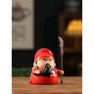 国潮关公二爷摆件陶瓷电武神Q版中财风家居玄国关视柜桌NEO面装饰