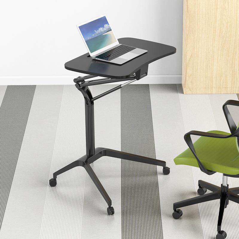 站立式工作台气动升降桌床边带轮可移动办公电脑桌演讲台学习书桌