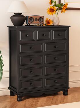 黑色屉斗柜代美式卧室实木简约现抽式HMP储物柜欧式五斗客橱厅收
