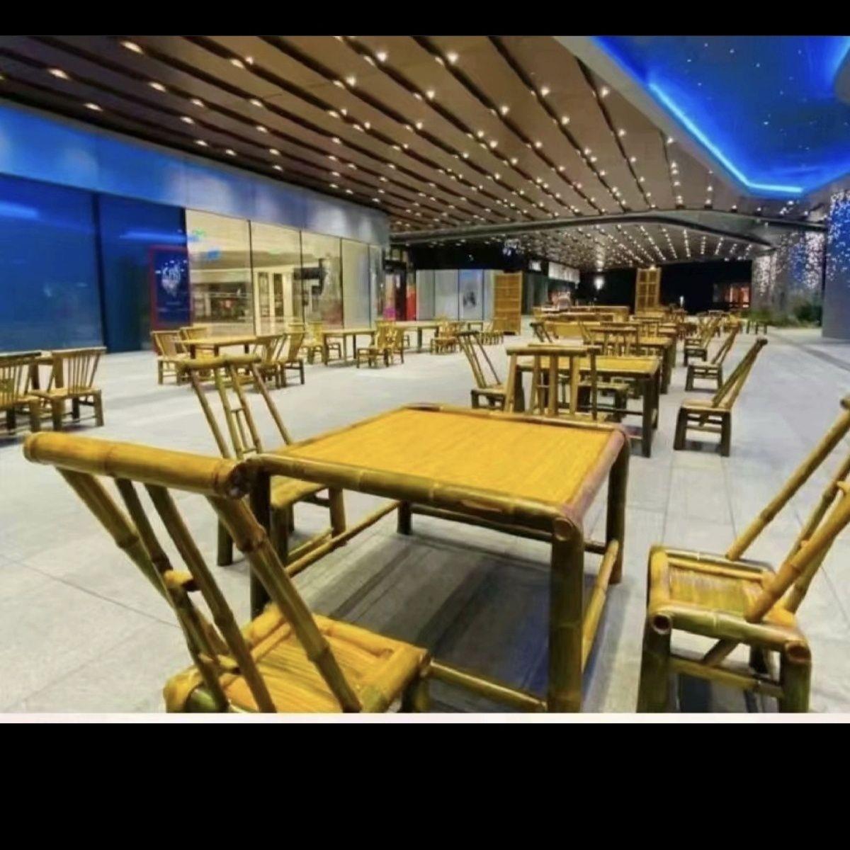 复古手工竹编茶桌竹子桌椅组合庭院茶几围炉煮茶桌子家用户外全套