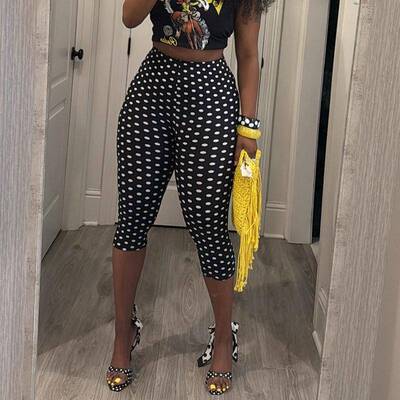 Leggings 2-Pack High Waist Knee-Length Leggings, Polka Dot