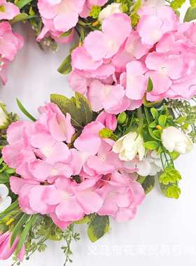 花茉  2025新款前门粉红色绣球花和郁金香花环母亲节花环