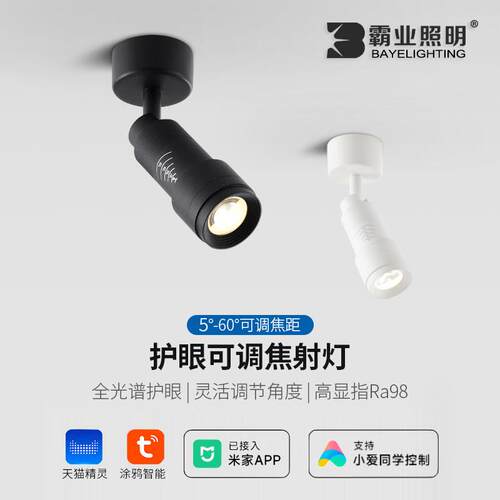 小光束角射灯明装可调角度调焦博物馆饭厅酒吧聚光气氛灯涂鸦智能