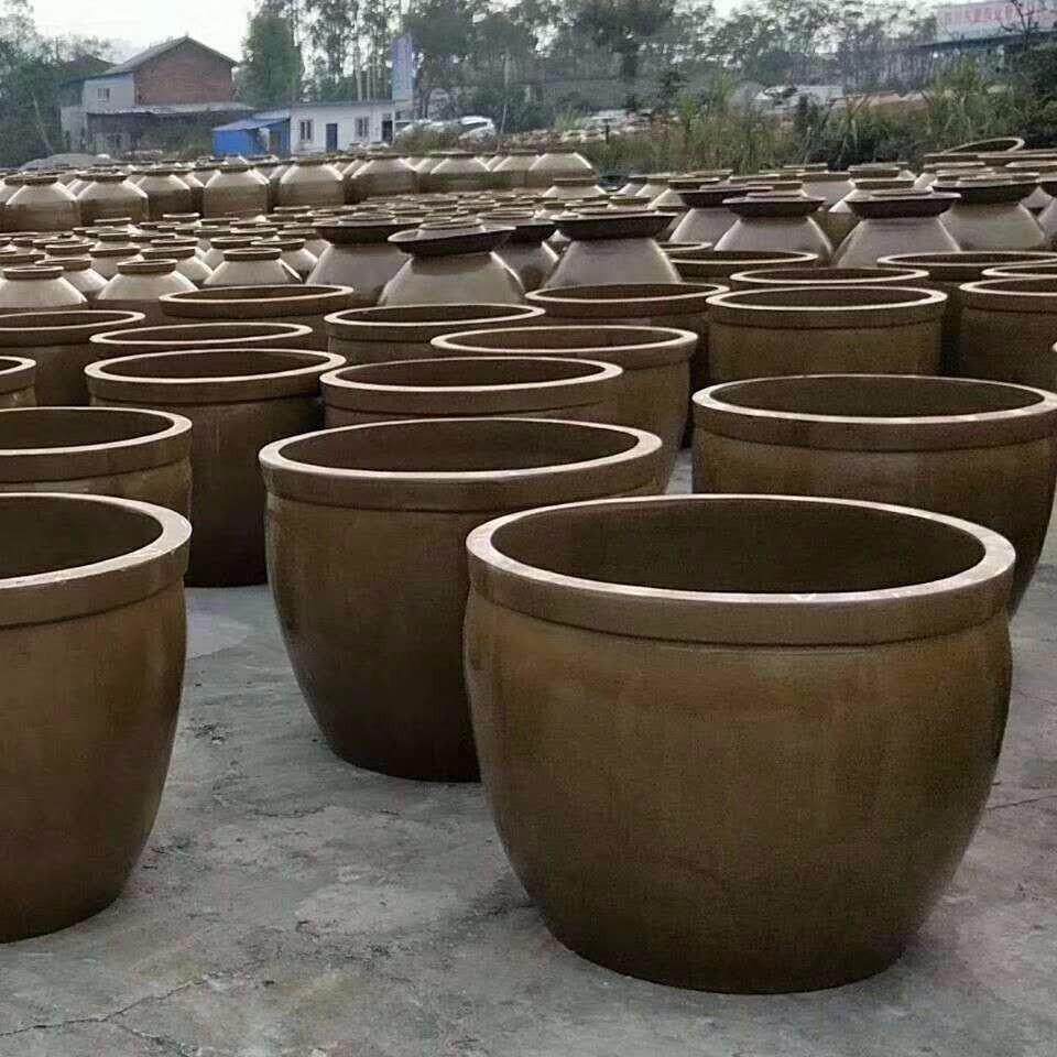 老式水缸土陶粗陶发酵缸酱缸储水家用养鱼庭院造景陶瓷缸地缸特厚