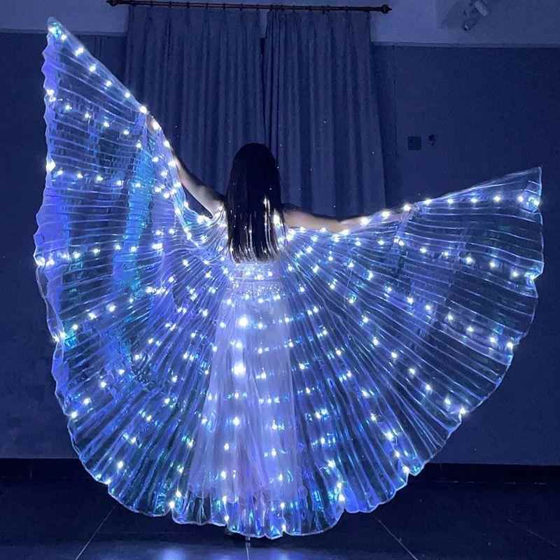 新款手工LED发光氛围灯翅膀成人舞蹈服发光蝴蝶披风 舞台荧光道具