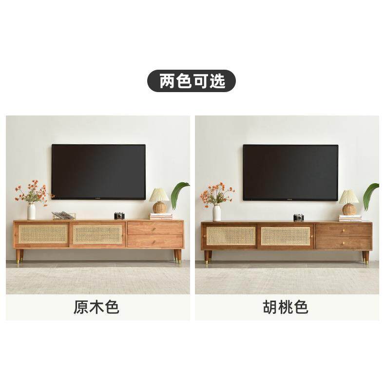 新款直销实木电视柜简约现代落地家用客厅小户型矮柜日式原木移门