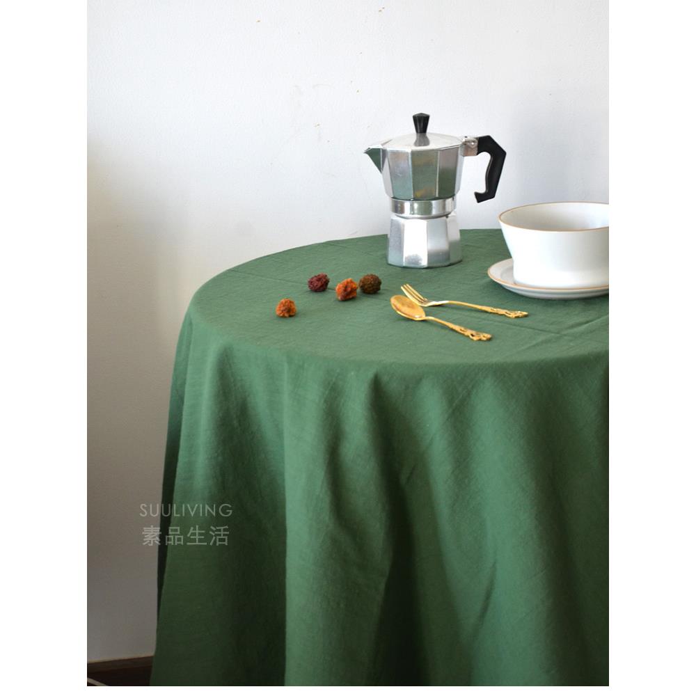 北欧简约现代美式复古墨绿色纯棉盖布巾茶几布台布料餐桌布艺装饰