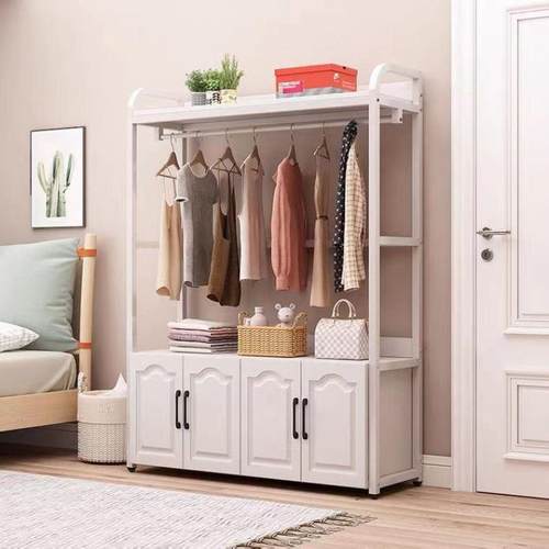 带衣帽架储物柜收纳家用多功能挂衣架落地卧室立式衣架子一体置物