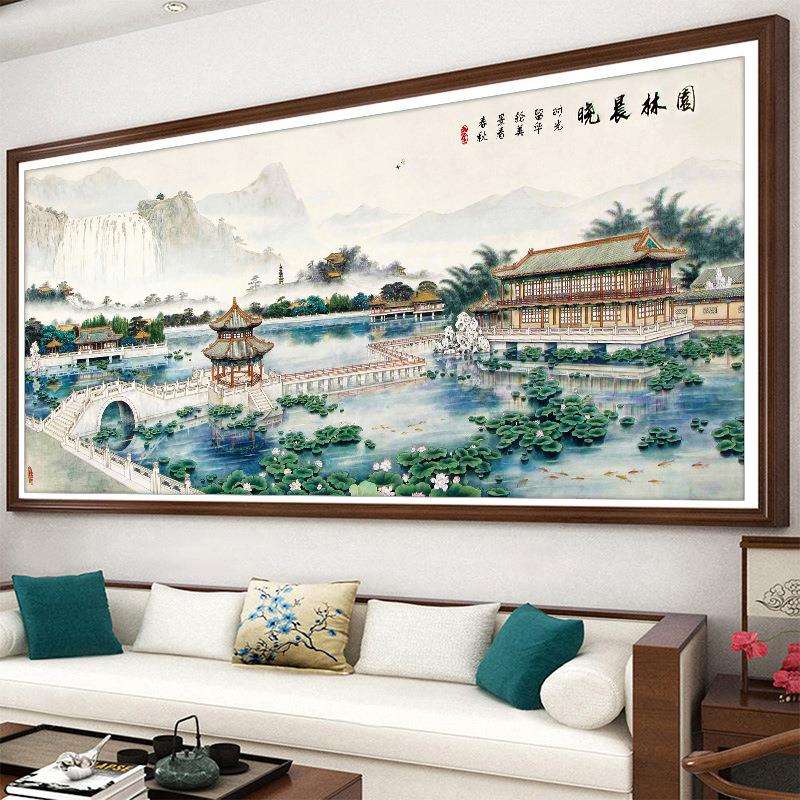 十字绣2023新款客厅大幅风景挂画园林晨晓线绣手工绣自己绣非成品