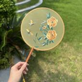 团扇古风扇子刺绣国风旗袍汉服舞蹈专用双面绣苏州苏绣 别玉容