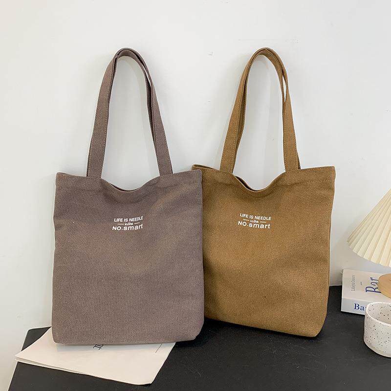 加厚字母帆布包大容量简约风单肩包时尚日常百搭手提包可水洗定制