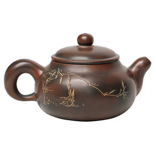 功夫茶具 钦州坭兴陶泡茶壶纯手工名师浮雕大容量道洪壶家用中式