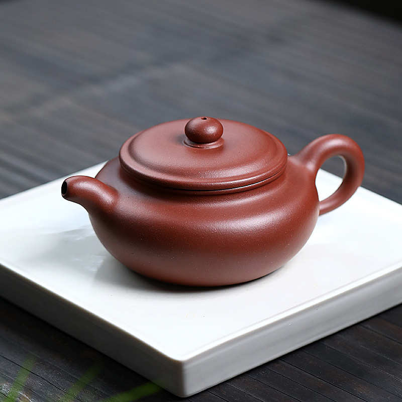 宜兴原矿底槽青半手工扁腹壶仿古壶紫砂壶茶壶办公室家用商务茶具
